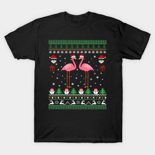 ugly christmas sweater - Flamingo ugly christmas sweater T-Shirt by Bagshaw Gravity